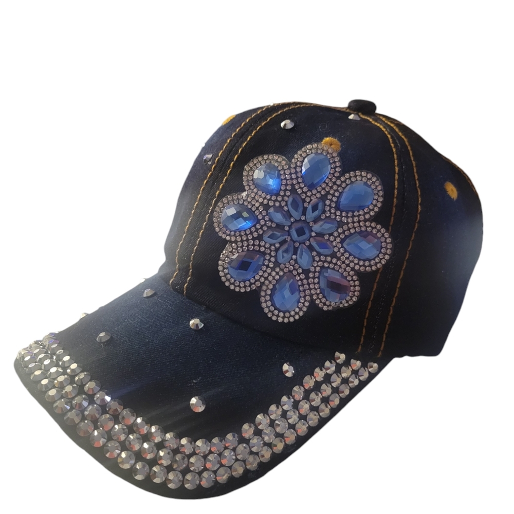Women's Rhinestone Flower Baseball Cap